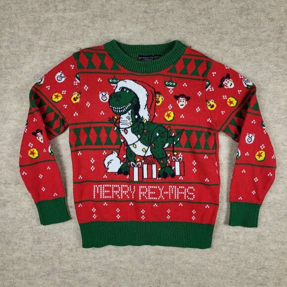 Disney Toy Story Toddler Christmas Ugly Sweater Merry Rexmas Rex Dinosaur Sz 4T - Picture 5 of 12